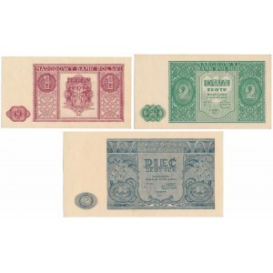1, 2 und 5 Zloty 1946 - Satz (3 Stück)
