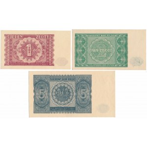 1, 2 and 5 zloty 1946 - set (3pcs)