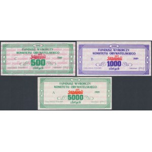 Solidarita, Volebný fond 500, 1 000 a 5 000 zlotých 1989 (3ks)