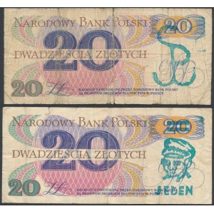 Solidarität, 20 Zloty 1982 - Solidarność Walcząca und EINE Briefmarke (2 Stk.)