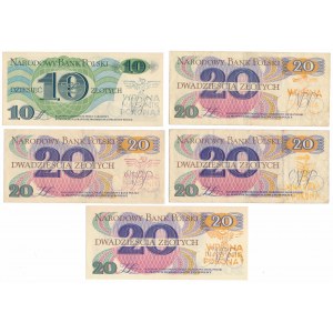 Solidarity, 10 and 20 zloty 1982 - stamp WRONA NAS NIE POKONA! (5pcs)