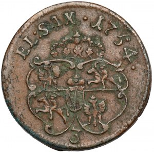 August III Sas, Grünthal penny 1754 - číslo 3