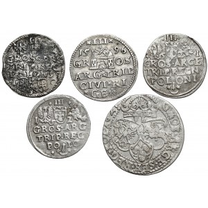 Zygmunt III Vasa, Trojaky 1595-1624 a šesták 1621, sada (5 ks)