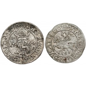 Sigismund II Augustus, Troyak Vilnius 1564 und Halbpfennig 1561, Satz (2 Stück)