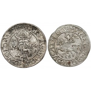 Sigismund II Augustus, Vilnius 1564 Trojak and 1561 Half-penny, set (2pcs)
