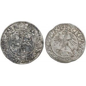 Sigismund II Augustus, Vilnius 1564 Trojak and 1561 Half-penny, set (2pcs)