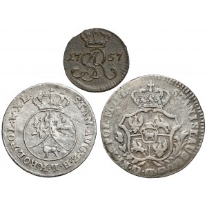 Poniatowski, Szeląg 1767, Półzłotek 1767 FS i 10 groszy 1790 (3szt)