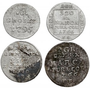 Poniatowski, od grošů do 10 grošů 1766-1795, sada (4ks)