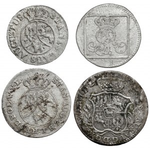 Poniatowski, od grošov po 10 grošov 1766-1795, sada (4ks)