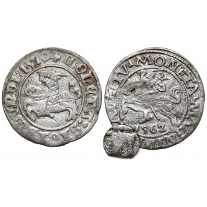 Sigismund I. der Alte und II. Augustus, Vilnius 1510 und 1562 halber Pfennig mit TOPOR (2 Stück)