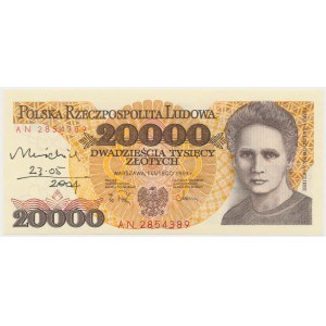 20.000 złotych 1989 - AN - z autografem Heidricha