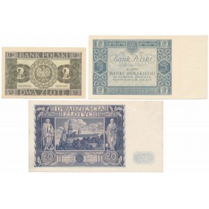Sada pekných bankoviek z rokov 1930-1936 (3ks)