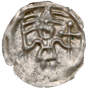 Kujawy (?), Button brakteat - Standing knight with pennant and cross