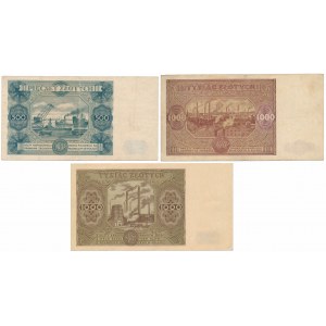 Set of banknotes 500 zloty and 2x 1,000 zloty 1946-47 (3pcs)