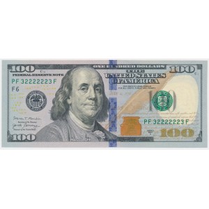 USA, 100 Dollars 2017 - numer radarowy - 32222223