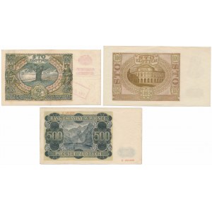 Banknoty okupacji w tym 100 zł 1932 z FAŁSZYWYM przedrukiem GG (3szt)