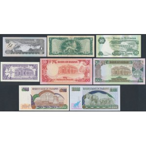 Ethiopia, Botswana, Sudan & Zimbabwe - banknotes lot (8pcs)