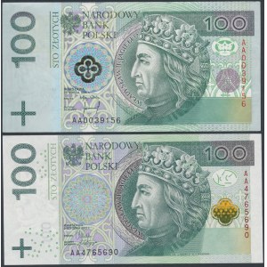 100 zloty - AA series - 1994 and 2012 (2pcs)