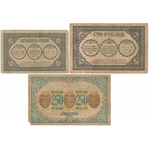 Rusko, Zakavkazsko, 50, 100 a 250 RUB 1918 (3ks)