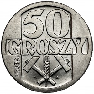 Próba NIKIEL 50 groszy 1958 - kłos i młoty