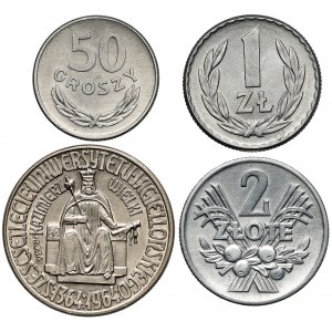 50 groszy - 10 złotych 1959-1966, zestaw (4szt)