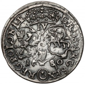 Ján III Sobieski, šiesty krakovský 1680-C - v brnení - IV namiesto VI