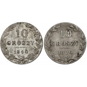 10 groszy 1840 MW, Warszawa, zestaw (2szt)