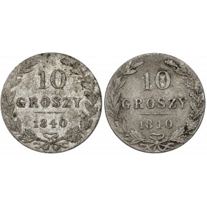 10 pennies 1840 MW, Warsaw, set (2pcs)
