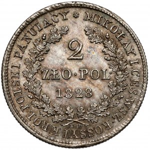 2 polnische Zloty 1828 FH - großes Relief
