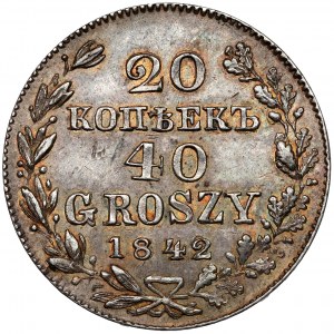 20 kopecks = 40 pennies 1842 MW, Warsaw - BEAUTIFUL