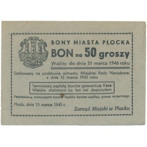 Plock, voucher for 50 pennies 1945