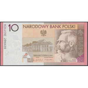 10 złotych 2008 Józef Piłsudski - niski numer - ON 0002848