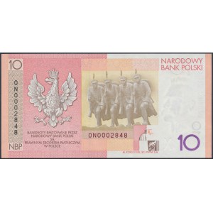 10 Zloty 2008 Józef Piłsudski - niedrige Nummer - ON 0002848