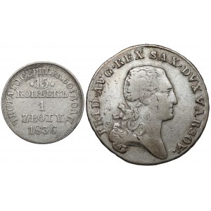 Księstwo Warszawskie, 1/3 talara 1811 I.S. i 1 złoty 1836 Warszawa, zestaw (2szt)