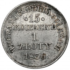15 Kopeken = 1 Zloty 1836 MW, Warschau - großer Sankt Georg