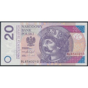 20 zł 2016 BL - 6543210 - po sebe idúce klesajúce 6-0