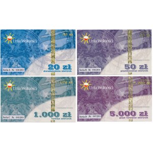 Unia Wolności, 20 - 5.000 zł - zestaw cegiełek (4szt)