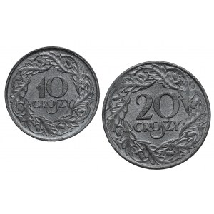 Generalna Gubernia, 10 i 20 groszy 1923 - piękne (2szt)