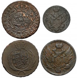 Poniatowski and the Partitions, from penny to troy 1793-1829, set (4pc)