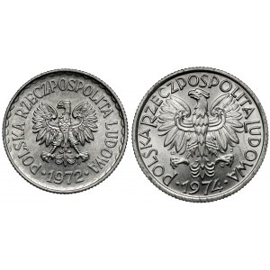 1 złoty 1972 i 2 złote 1974, zestaw (2szt)