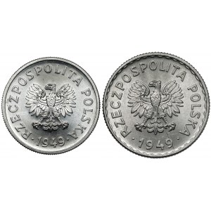 50 pennies and 1 zloty 1949 Al (2pcs)