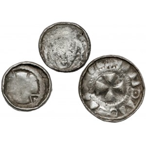 Ladislaus I Herman, Wroclaw cross denarius - straight cross and cross denarii, set (3pcs)