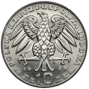 Próba NIKIEL 10 złotych 1967 Świerczewski - w czapce