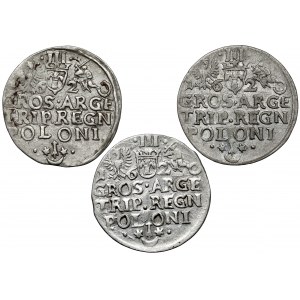 Sigismund III Vasa, Trojak Kraków 1620, set (3pcs)