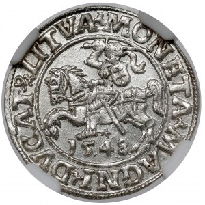 Sigismund II Augustus, Vilnius 1548 half-penny - Arabic - BEAUTIFUL