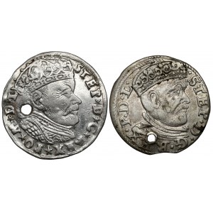 Stefan Batory, Troika Vilnius 1584 and Riga 1585, including rare (2pc)