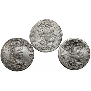 Stefan Batory, Troika Vilnius 1583 and Riga 1586, set (3pcs)