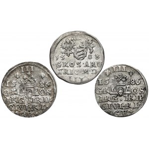 Stefan Batory, Troika Vilnius 1583 and Riga 1586, set (3pcs)