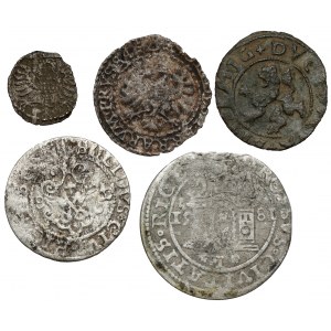 Stefan Batory - Sigismund III, from a denarius to a penny 1577-1599 (5pc)