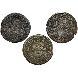 Wolne Miasto Ryga, Szeląg ryski 1575-1577, zestaw (3szt)